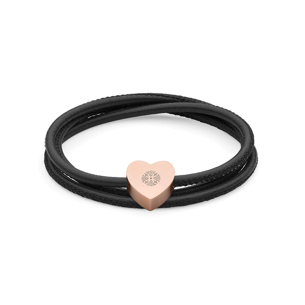 Riola Nero Rose Gold & Leather Bracelet SM - 155517