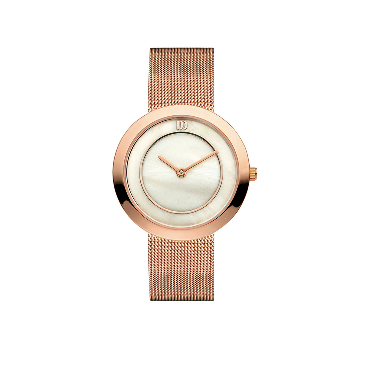 Rose gold plated stainless steel, m-o-p dial & mesh watch - DDIV67Q1033