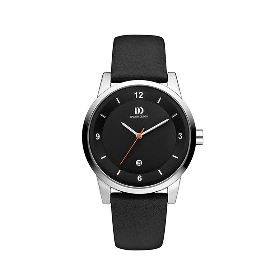 Tirtsah stainless steel, black dial & black leather watch - DDIQ13Q1084