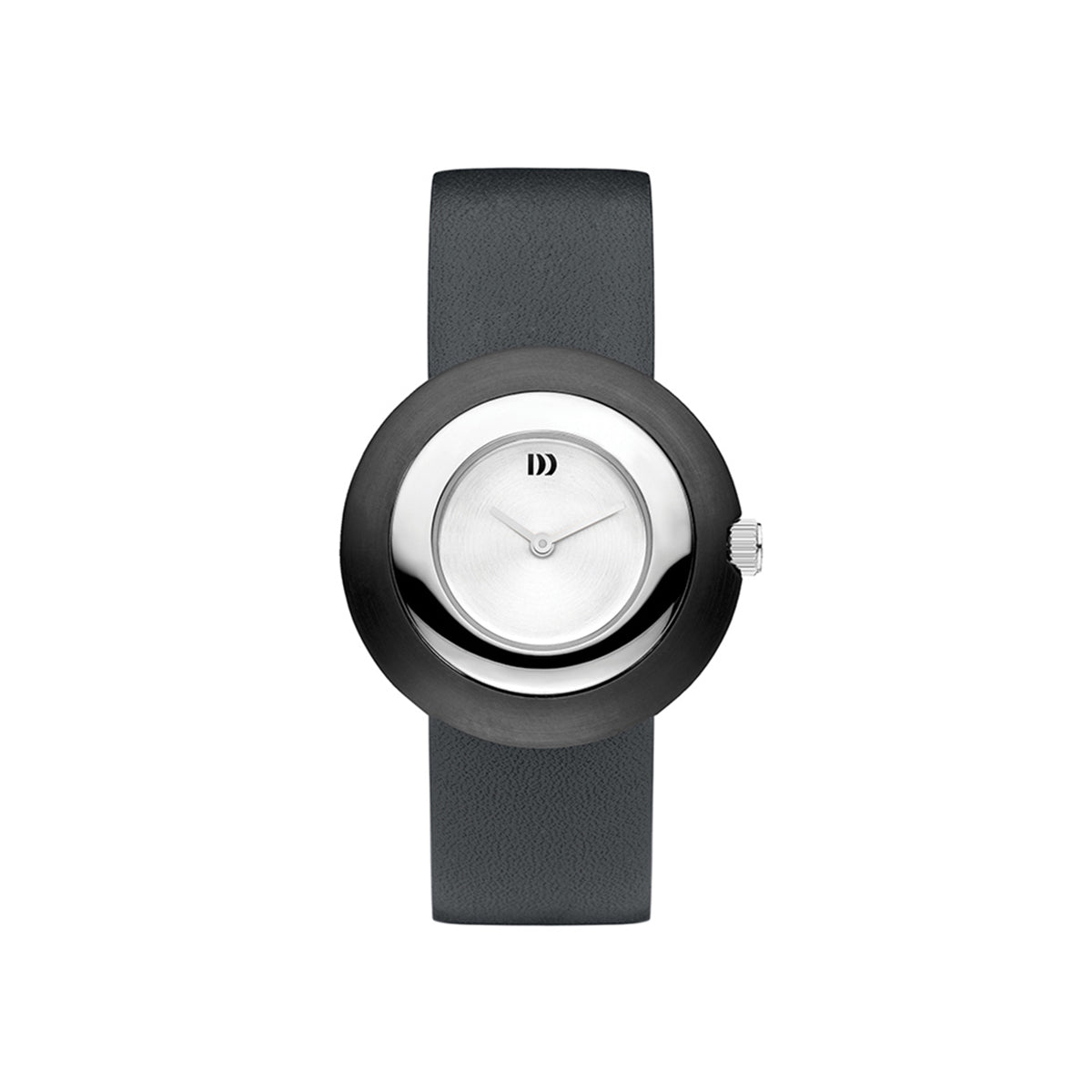 Dark grey ion plated and high shine stainless steel & grey leather watch - DDIV14Q1102