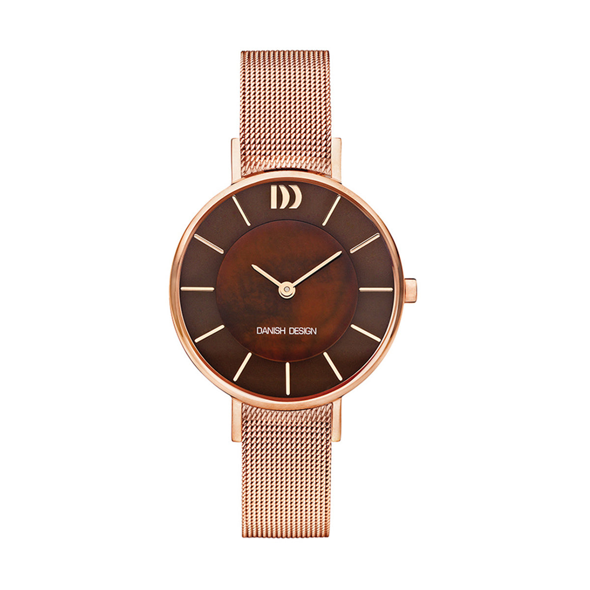 Rømø rose gold stainless steel, pearlescent bronze dial & mesh watch - DDIV68Q1167