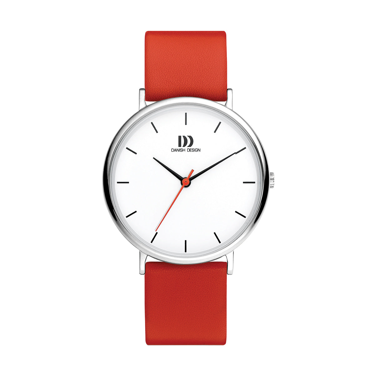 Copenhagen stainless steel & red leather large watch - DDIQ24Q1190