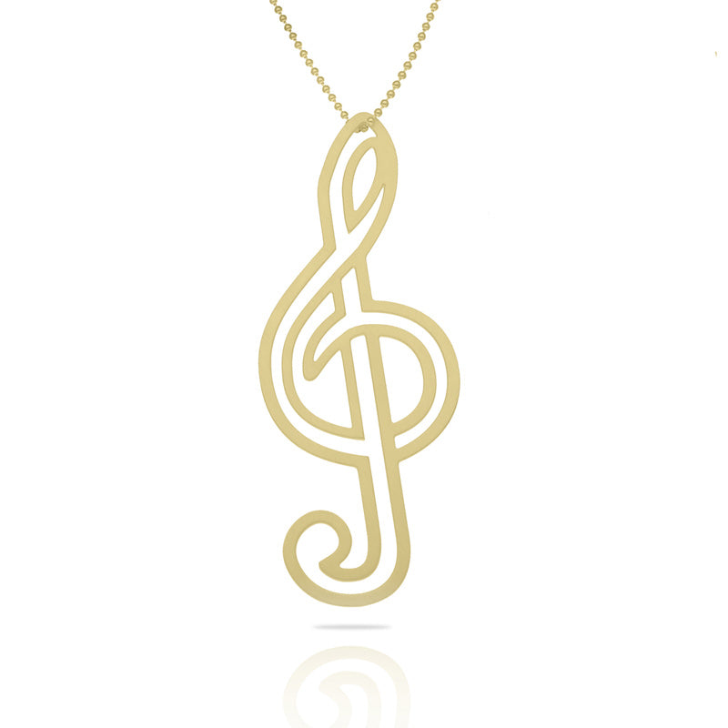 Treble Clef Large Gold Pendant - 3062006