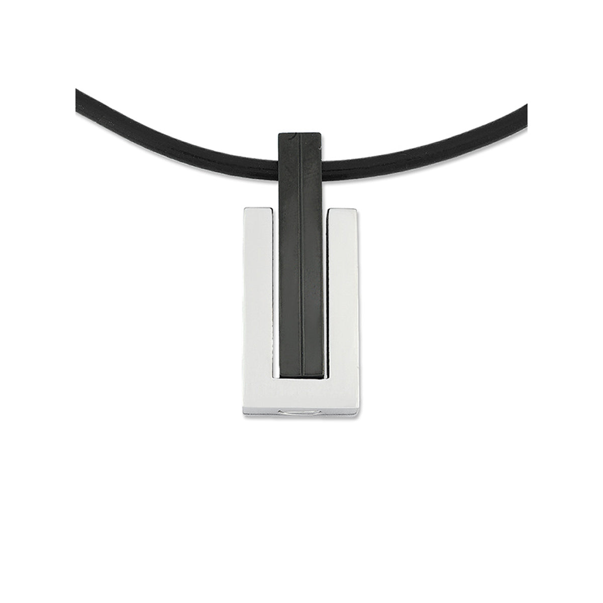 Stainless steel, black pvd pendant - neoprene necklace - GL4TC520AV