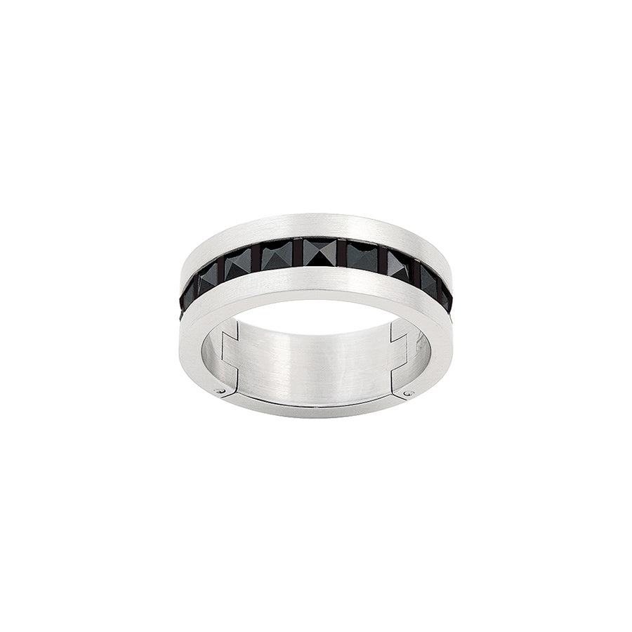 Stainless steel and black ceramic ring - GL4TE001AV