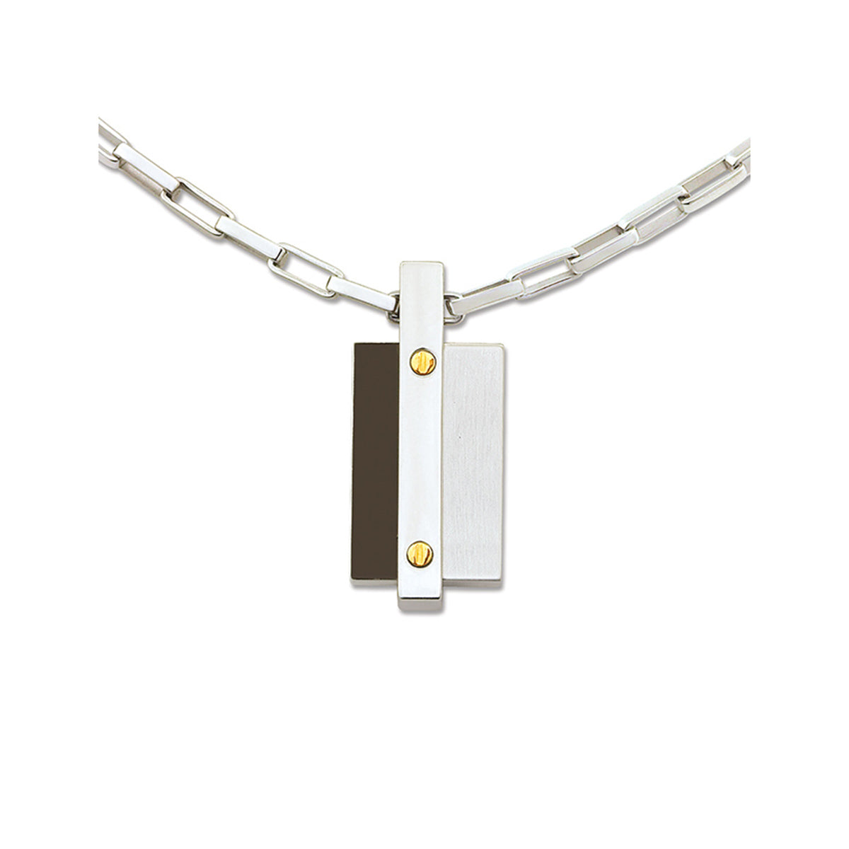 Black PVD and brushed stainless steel necklace featuring 18ct gold - stainless steel chain - GL4TE506H