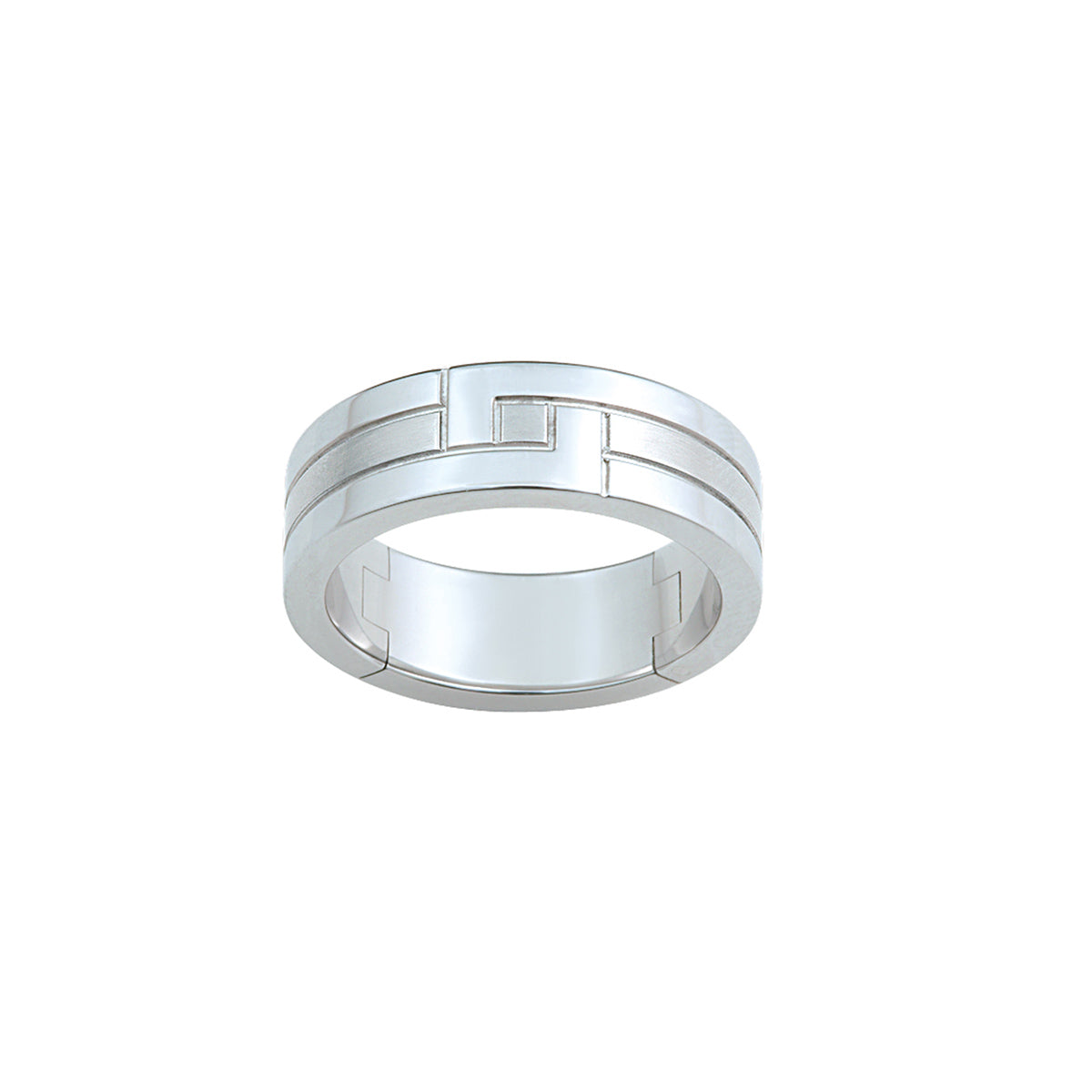 Polished & brushed rectangle design stainless steel ring - GL4TG011A