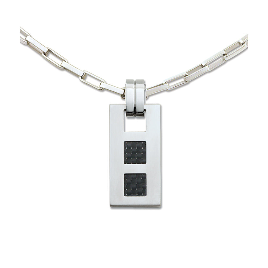 Carbon and stainless steel necklace - stainless steel chain - GL4TG506AV