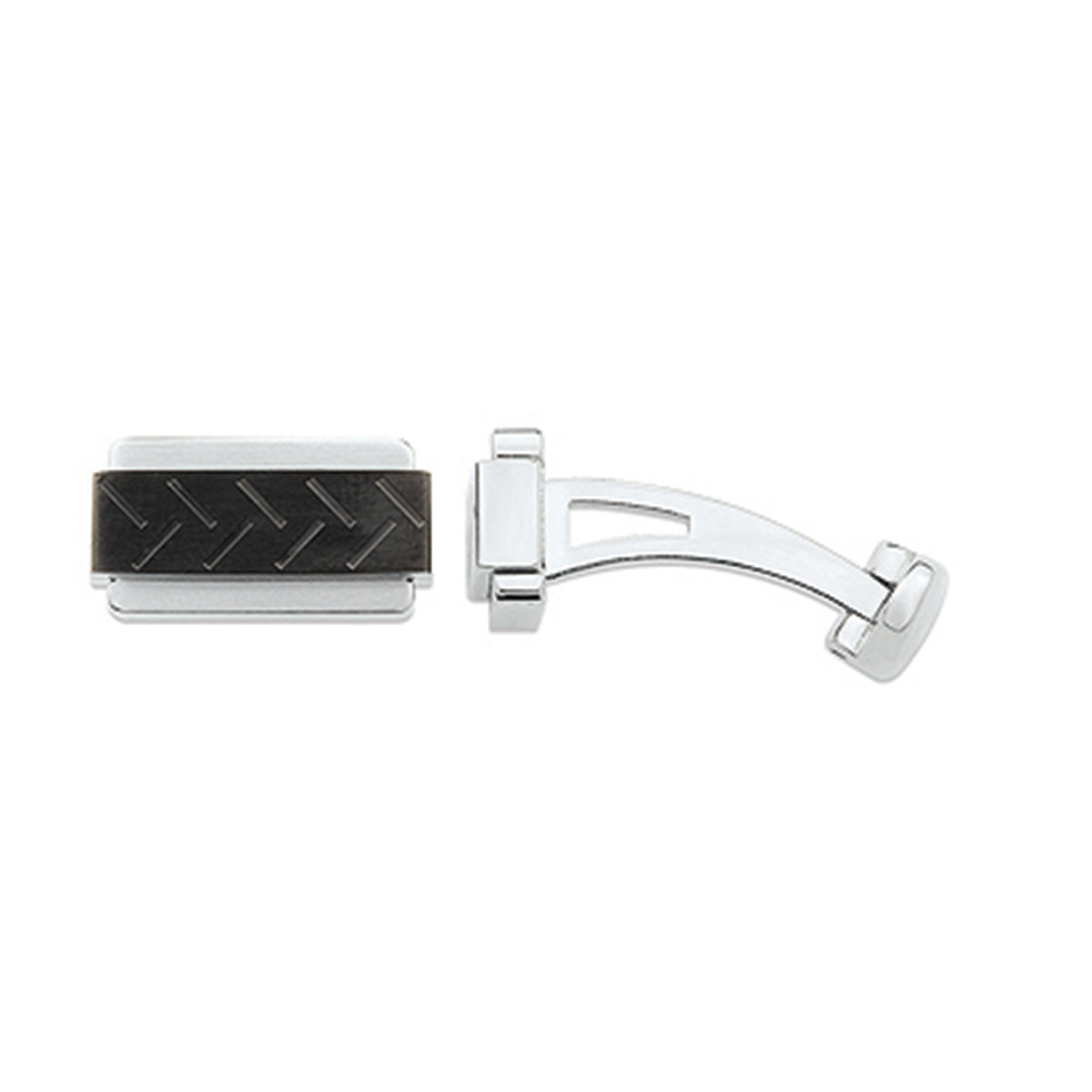 Stainless steel and black PVD tyre patterned cufflinks - GL4TH405A