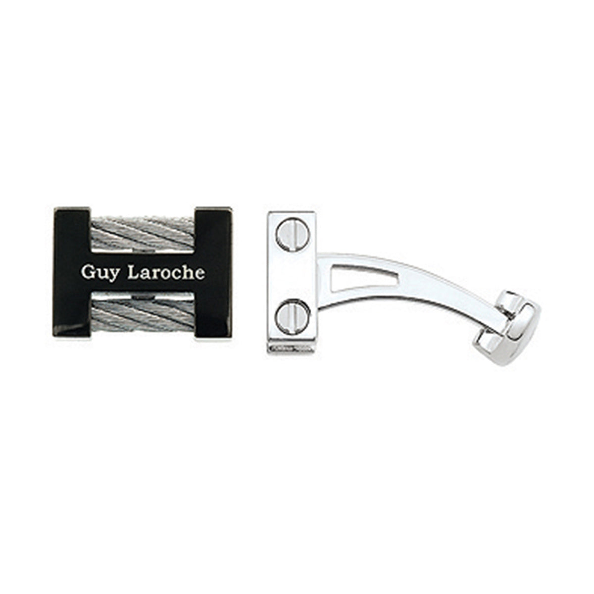 Monogrammed wire twist black PVD & stainless steel cufflinks - GL4TH410A