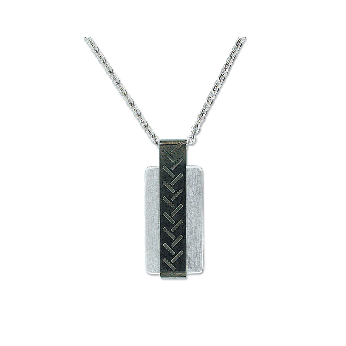 Stainless steel and black PVD tyre patterned pendant - stainless steel chain - GL4TH505A