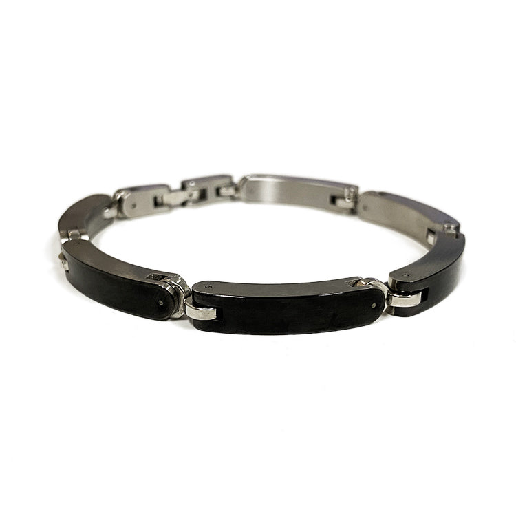 Black ceramic and stainless steel chain bracelet - GL4TH603A