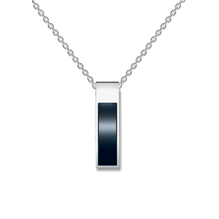 Stainless steel & black ceramic pendant - stainless steel chain - GL4TL507ACN