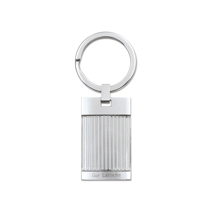 Stainless steel patterned rectangle keyring - GL4TN423A