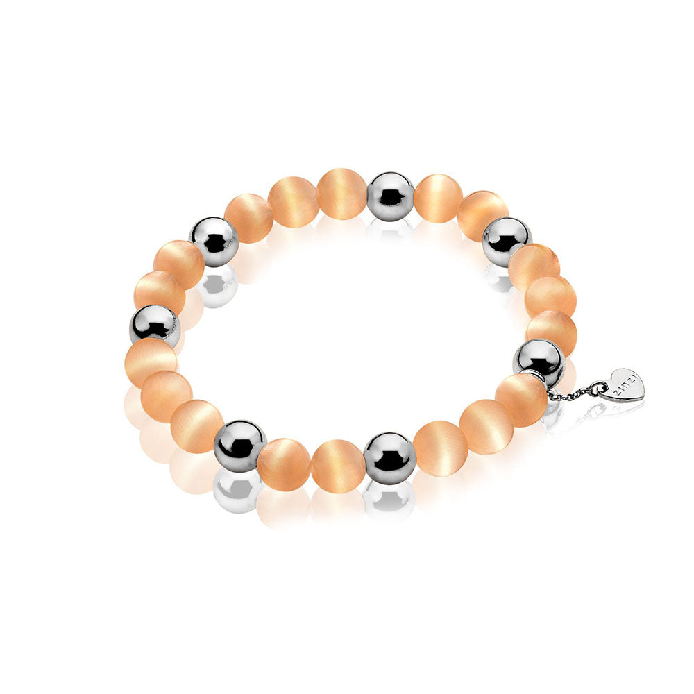 Cats-Eye Bead Charm Bracelet - Orange - ZCH-A21K