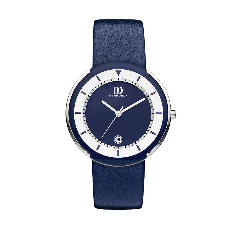 Titanium white & blue dial with blue leather watch - DDIQ22Q1125