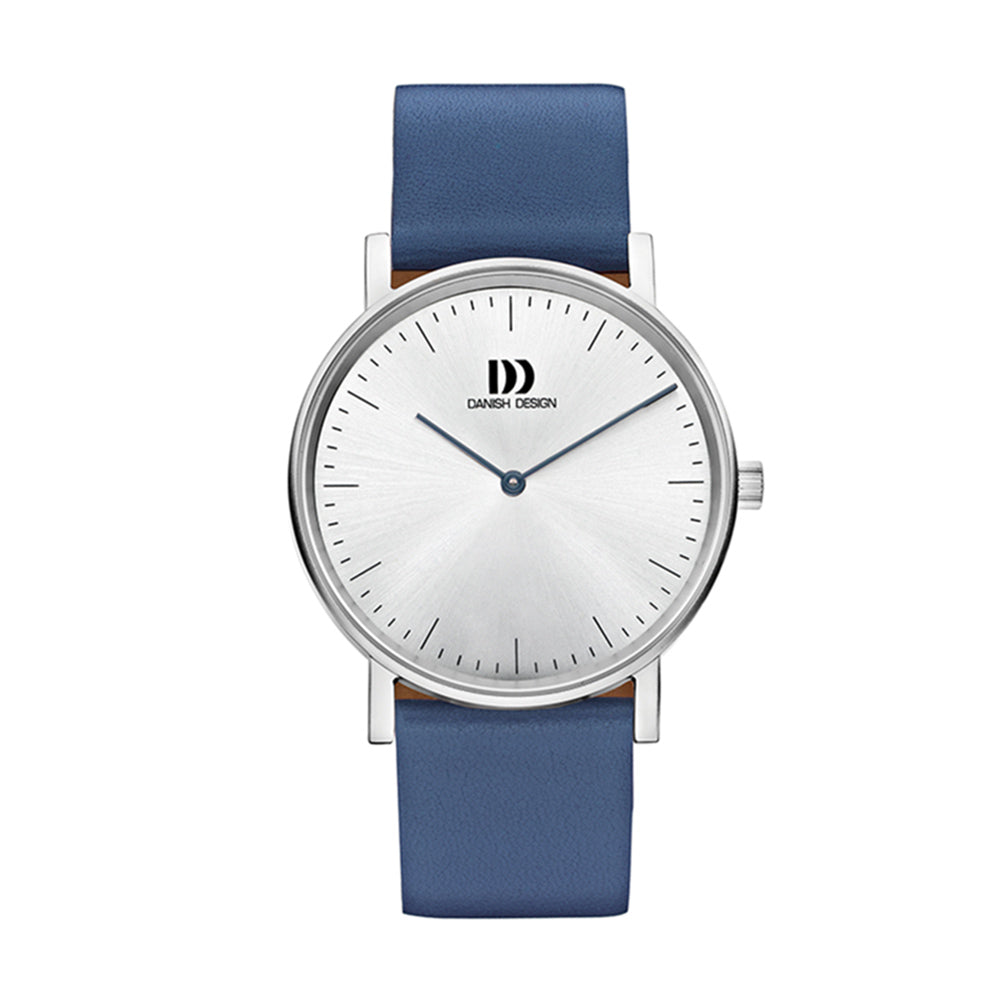 Laikrodis stainless steel, silver dial & blue leather band watch - DDIV22Q1117