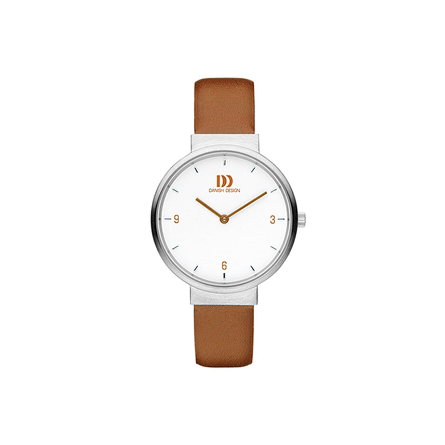 Satin stainless steel & tan leather watch - DDIV29Q1096