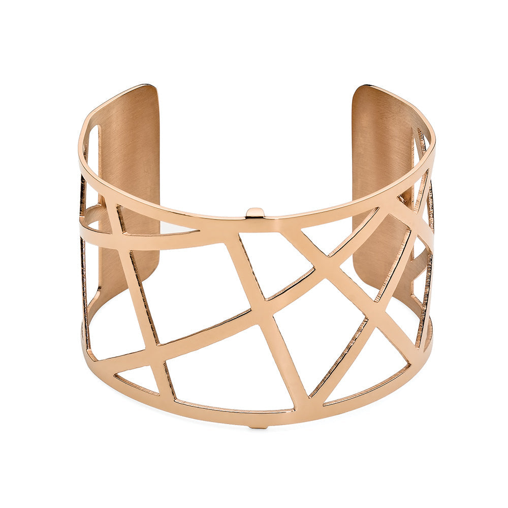 Geometric Wide Rose Gold Bracelet - 186505