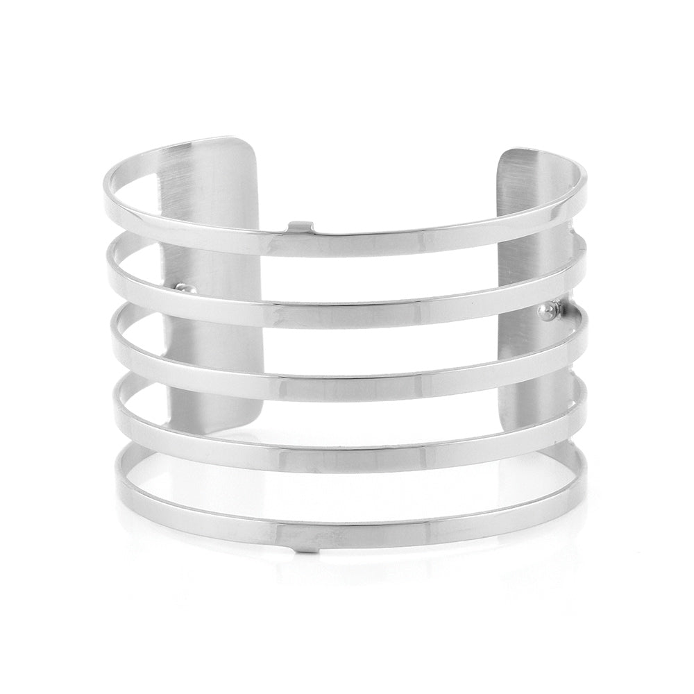 Stripe Wide Stainless Steel Bracelet - 186508