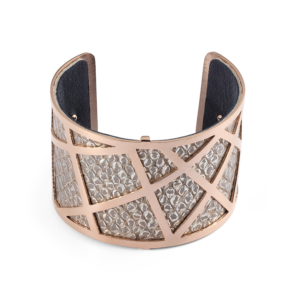 Geometric Wide Rose Gold Bracelet - 186505