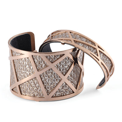 Geometric Wide Rose Gold Bracelet - 186505