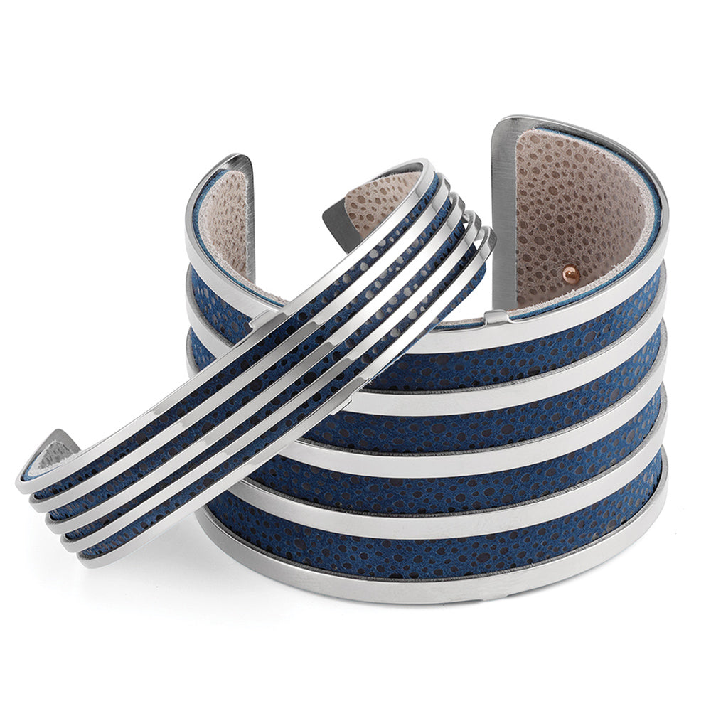 Stripe Wide Stainless Steel Bracelet - 186508