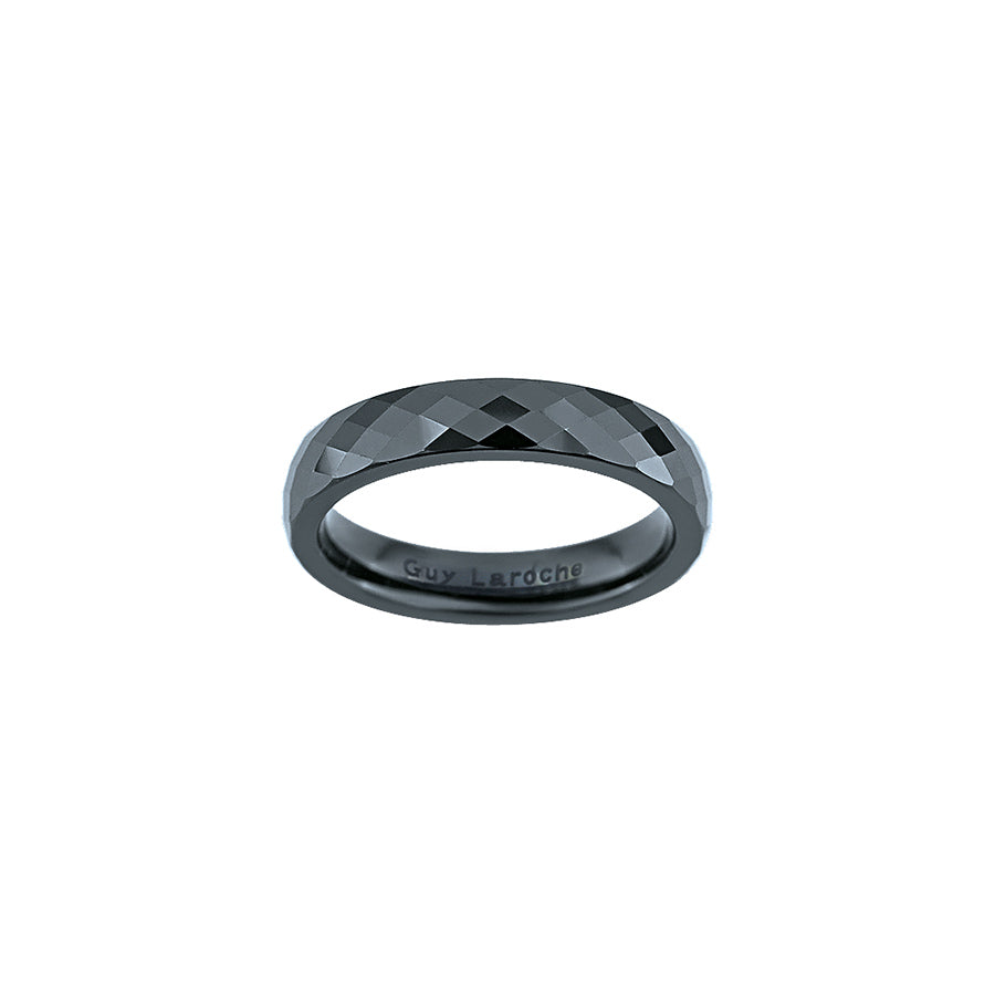 Black ceramic faceted ring - GLTM004CN