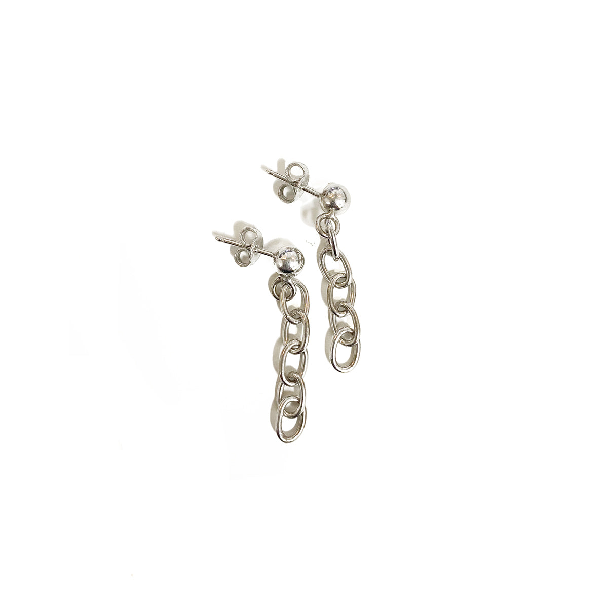 Silver Stud Chain Earrings for Charms - ZCH-01