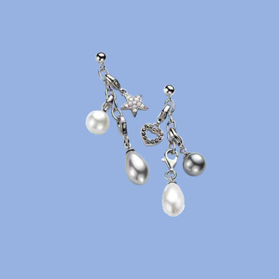 Silver Stud Chain Earrings for Charms - ZCH-01