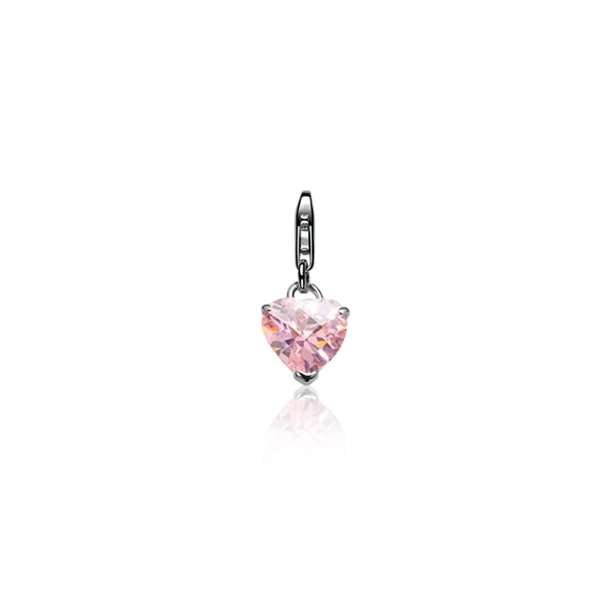 Pink Crystal Love Heart Charm - ZCH113