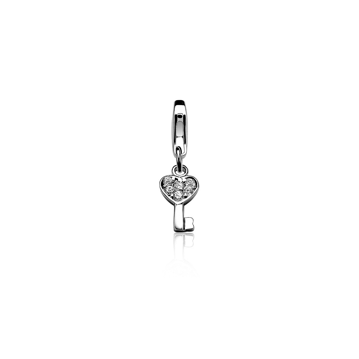 Crystal Love Heart Key - Silver - ZCH151