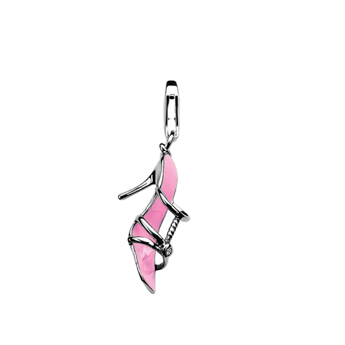 Silver Heel Charm with Enamel - Pink - ZCH162