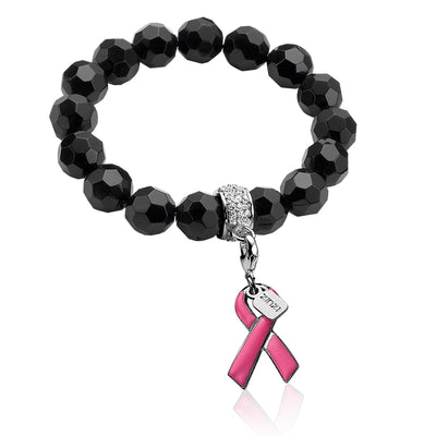 Silver Pink Ribbon with Enamel - ZCH19P