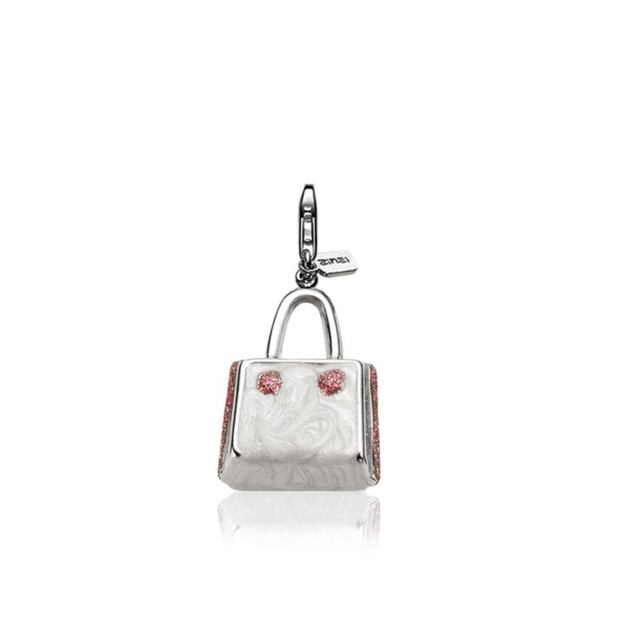 Silver Big Bag Charm with White Enamel - ZCH56