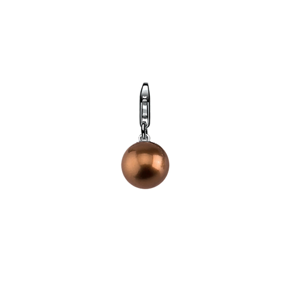 Silver Pearl Charm - Brown - ZCH63