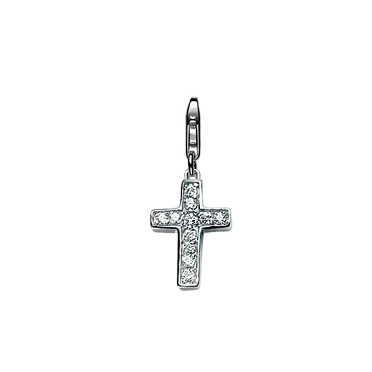 Crystal Glitter Cross Charm - Silver - ZCH78