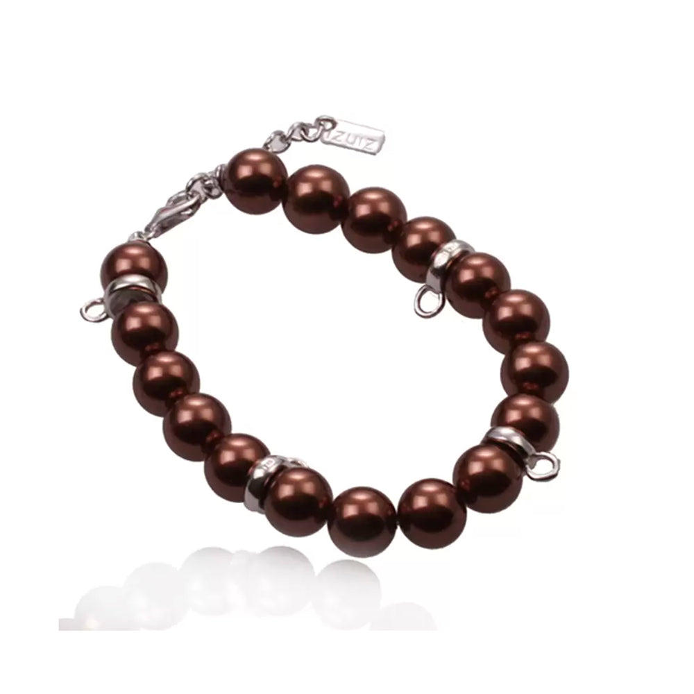 Pearl Bead Charm Bracelet - Brown - ZCHA13B