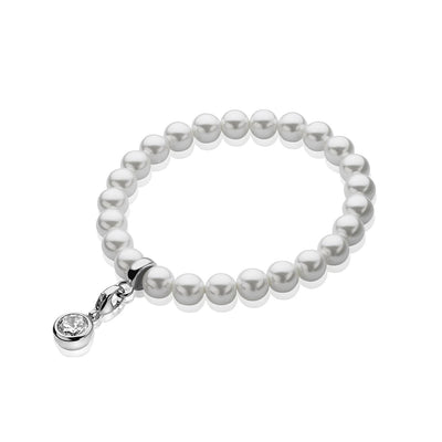 Small Pearl Bead Charm Bracelet - White - ZCHA20W