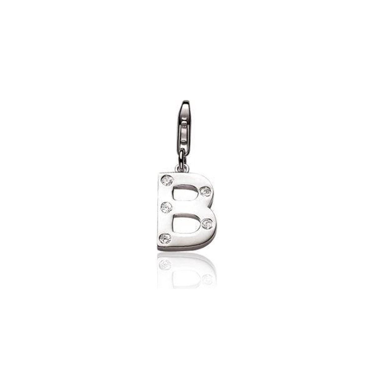 Silver B Charm with CZ - ZCHB