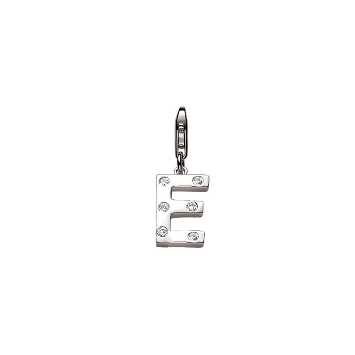 Silver E Charm with CZ - ZCHE