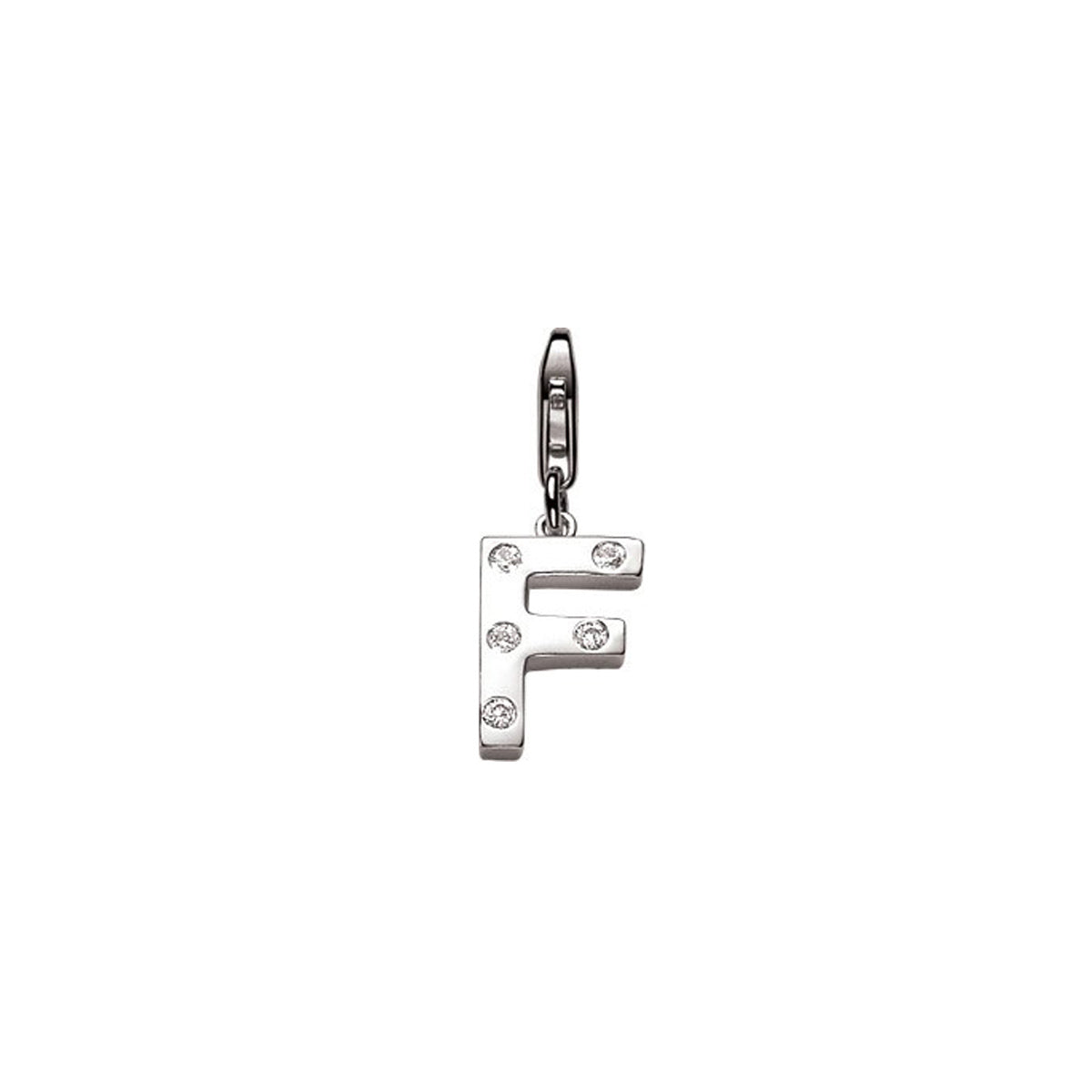 Silver F Charm with CZ - ZCHF