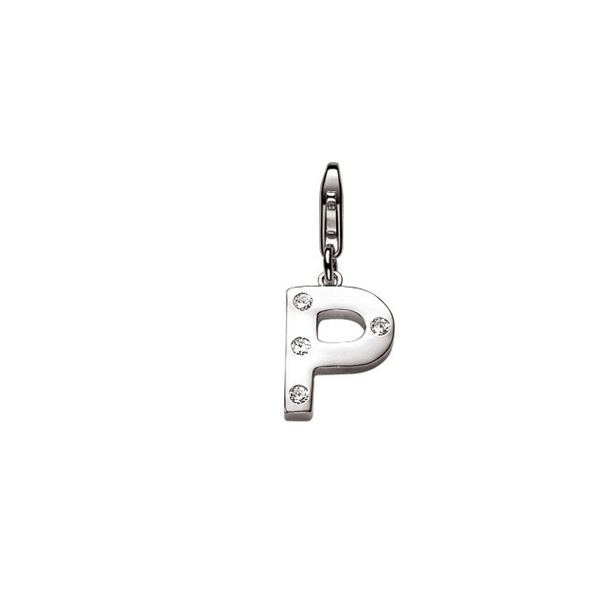 Silver P Charm with CZ - ZCHP