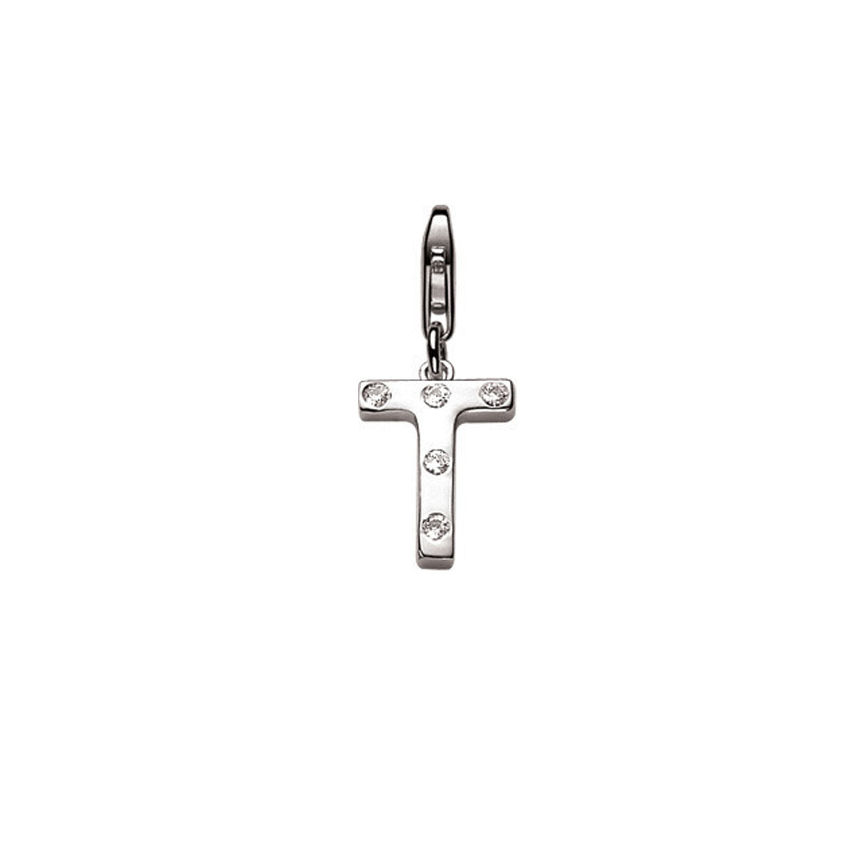 Silver T Charm with CZ - ZCHT