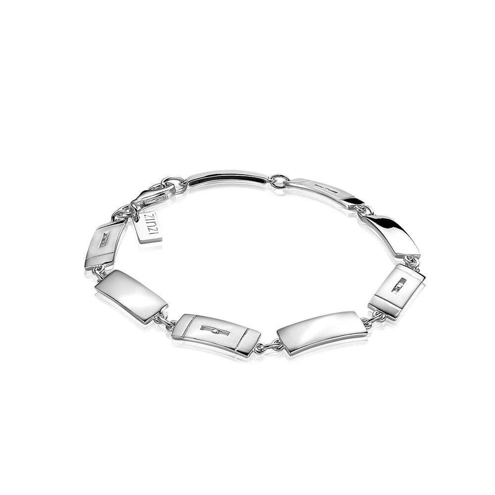 Silver Rectangular Diamond Bracelet - ZDA07