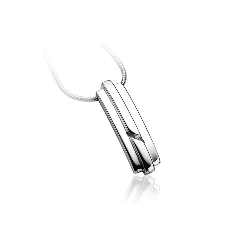 Silver Diamond Rectangle Pendant - ZDH35