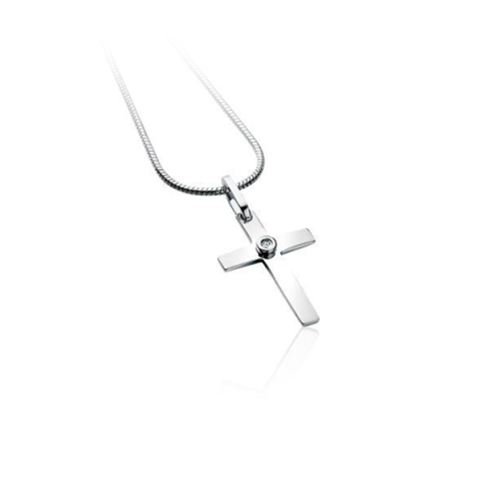 Silver Diamond Cross Pendant - ZDH45K