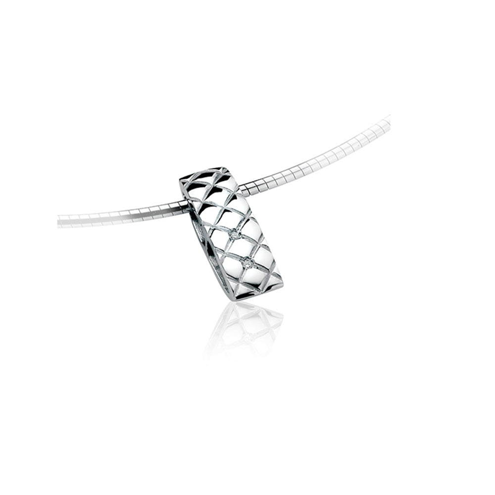 Silver Diamond Quilted Pendant - ZDH48