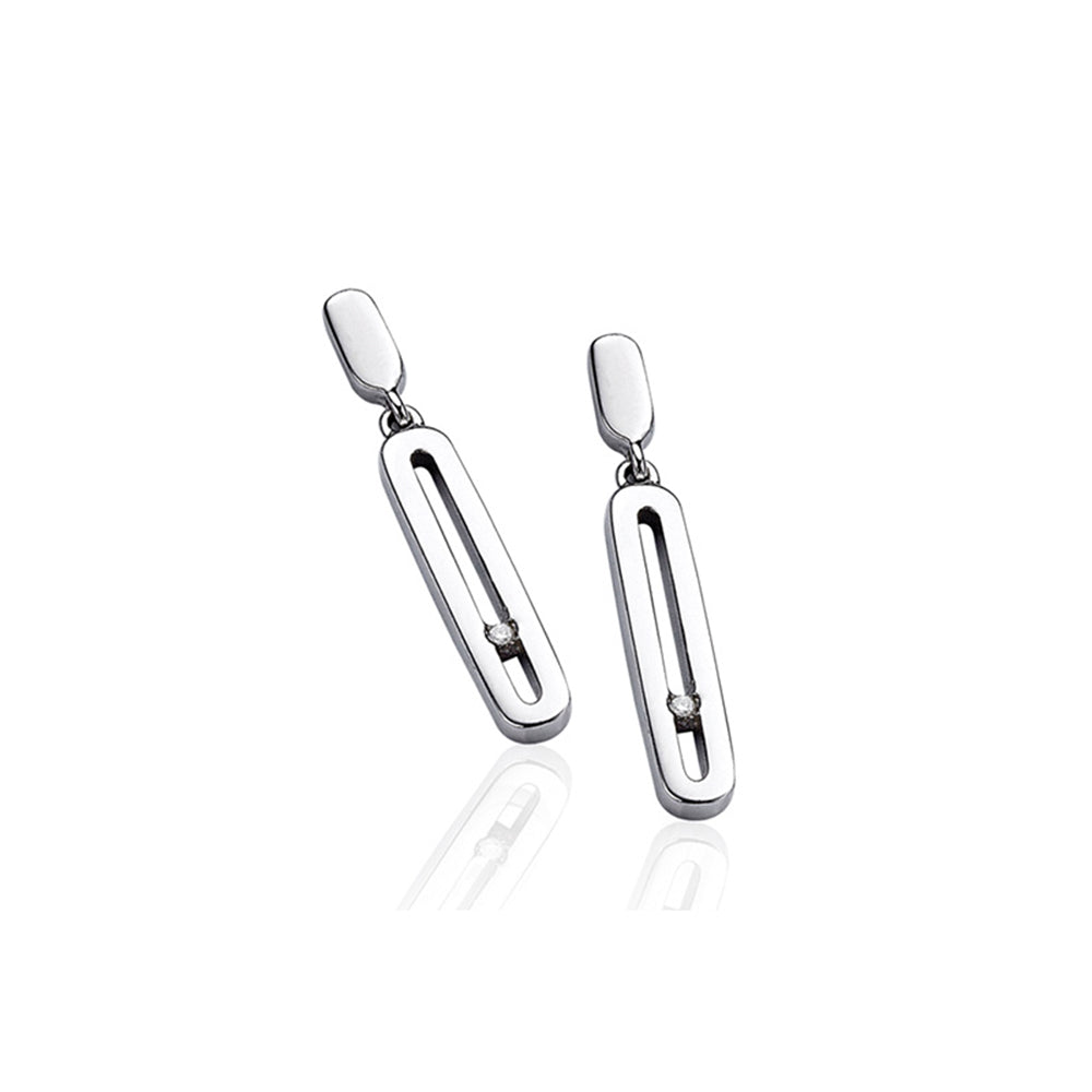 Silver Diamond Drop Earrings - ZDO10