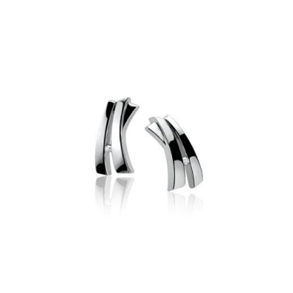 Silver Diamond Stud Earrings - ZDO37